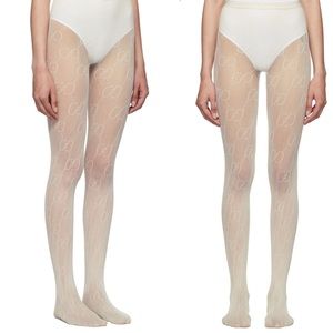 Authentic Gucci Logo Off White Tights